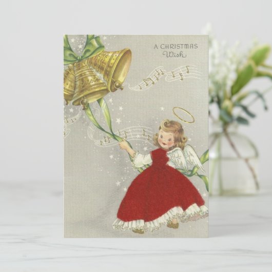 キュートヴィンテージクリスマスエンジェルリングや輪ベル シーズンカード (スタンド正面)