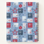 キュートヴィンテージクリスマスホリデーブルーパーソナライズされた ノートブック (裏面)