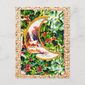 キュートヴィンテージクリスマスムーンハウスホリーミストレトーエ シーズンポストカード (正面)