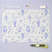 キュートヴィンテージケルビキュピッドエンジェルズブルーフローラトワール 薄葉紙 (クラフト)