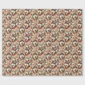 キュートヴィンテージシベリアハスキーイラストレーション ラッピングペーパー (フラット)