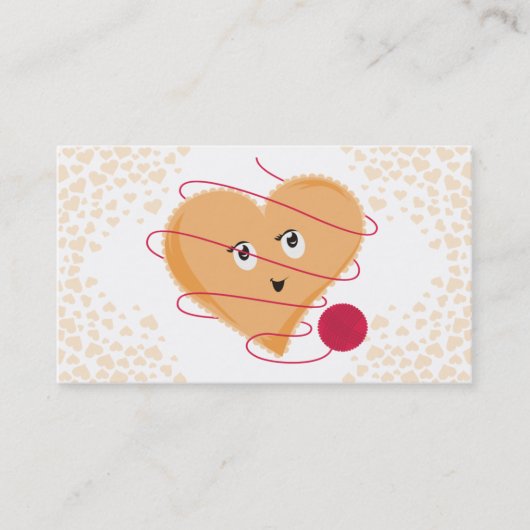 キュートヴィンテージスタイルハート編み物かぎ糸 名刺 (正面)