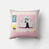 キュートヴィンテージステファニースワンキーレトロキャラクターアート クッション (裏面)