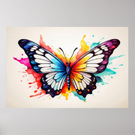 キュートヴィンテージバタフライイラストレーションドードル ポスター