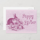 キュートヴィンテージバニーハッピーイースター ポストカード (正面/裏面)