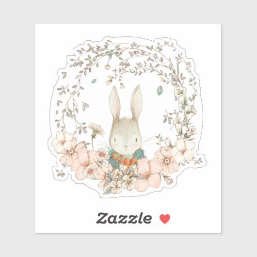 キュートヴィンテージバニーボタニカル花模様男の赤ちゃん シール (シート)