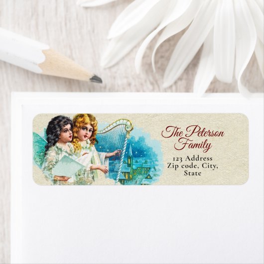 キュートヴィンテージビクトリアンエンジェルス歌 ラベル (インサイチュ)