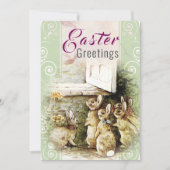 キュートヴィンテージブンニエースイースターグリーティングホリデーカード シーズンカード (正面)