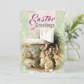 キュートヴィンテージブンニエースイースターグリーティングホリデーカード シーズンカード (スタンド正面)