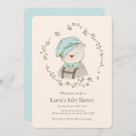 キュートヴィンテージベアベビーシャワー招待状 招待状