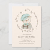 キュートヴィンテージベア子供の誕生日招待状 招待状 (正面)