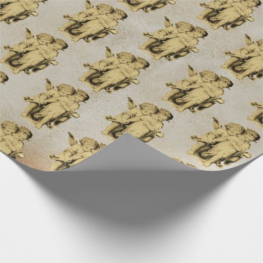 キュートヴィンテージベビーケルビキュピッドエンジェルズクラフト ラッピングペーパー (角)