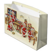 キュートヴィンテージベビーサンタイラストレーション ラージペーパーバッグ (裏面アングル)
