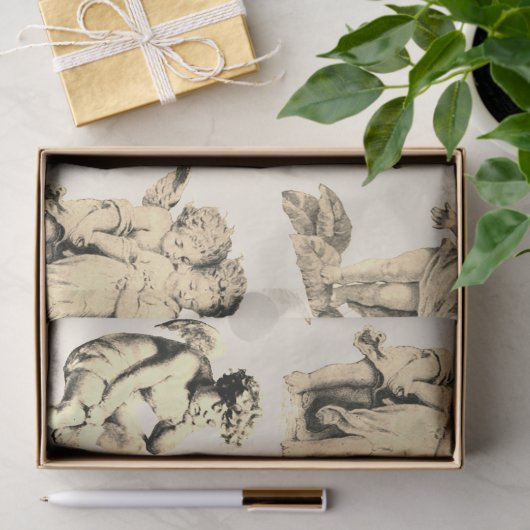 キュートヴィンテージベージュベビーケルビキュピッドエンジェルス 薄葉紙 (ギフト)