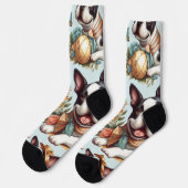 キュートヴィンテージボストンテリアイラストレーション ソックス (左)