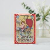 キュートヴィンテージヴァレンティーンズデイビクトリアンエンジェルハート ポストカード (スタンド正面)