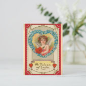 キュートヴィンテージヴァレンティーンズデイビクトリアンエンジェルラブ ポストカード (スタンド正面)