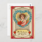 キュートヴィンテージヴァレンティーンズデイビクトリアンエンジェルラブ ポストカード (正面/裏面)