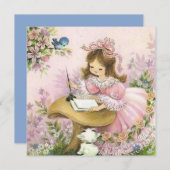 キュートヴィンテージ小さな女の子オンキノコ (正面/裏面)