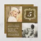 キュートヴィンテージ小さな女の子誕生日招待状 招待状 (正面/裏面)