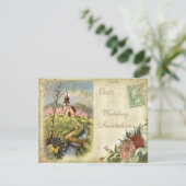 キュートヴィンテージ教会結婚式招待状 招待状 (スタンド正面)