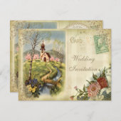 キュートヴィンテージ教会結婚式招待状 招待状 (正面/裏面)