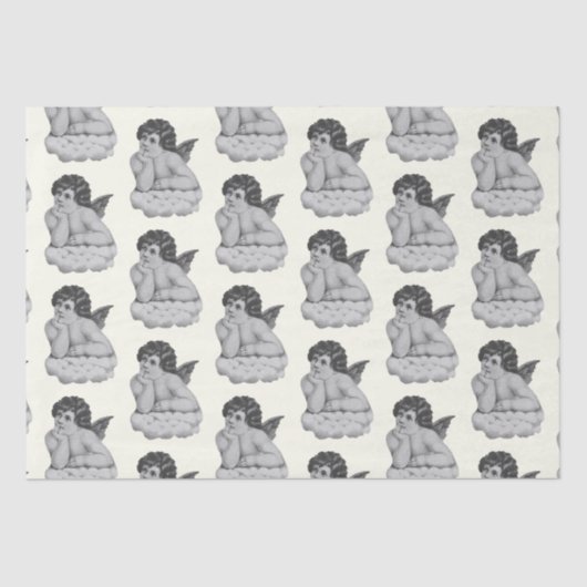 キュートヴィンテージ白黒ケルビエンジェル 薄葉紙 (正面)