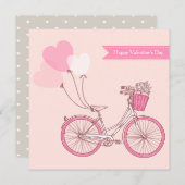 キュートヴィンテージ自転車ハッピーバレンタインデー シーズンカード (正面/裏面)