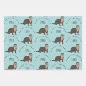 キュートータパターン名前をカスタムする誕生日 ラッピングペーパーシート (正面)