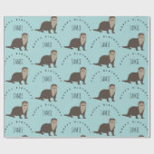 キュートータパターン名前をカスタムする誕生日 ラッピングペーパー (フラット)