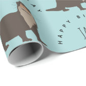 キュートータパターン名前をカスタムする誕生日 ラッピングペーパー (ロールコーナー)