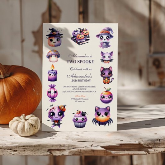 キュート不気味な2ndバースデーハロウィンパステルかわいい 招待状