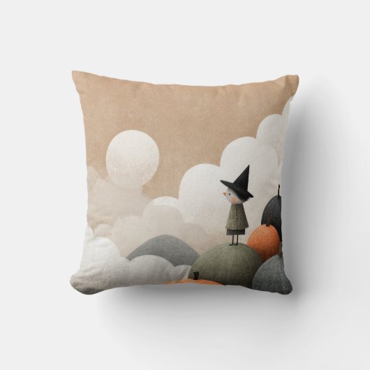 キュート不気味ウィッチアートハロウィーン子供部屋 クッション (正面)