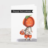 キュート不気味カボチャヘッドハッピーハローウィン カード (正面)