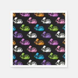 キュート不気味スケルトン復活祭バニーパターン スタンダードカクテルナプキン