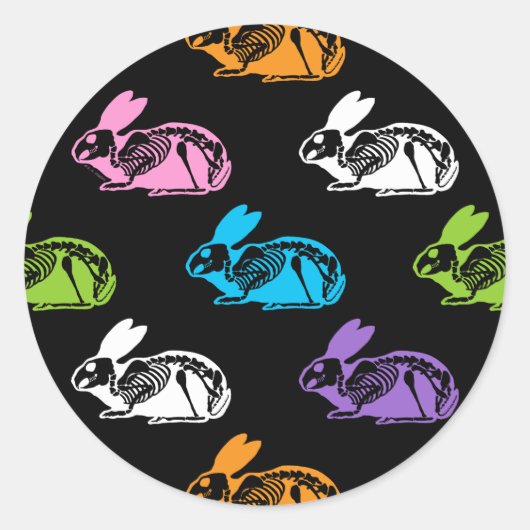 キュート不気味スケルトン復活祭バニーパターン ラウンドシール (正面)
