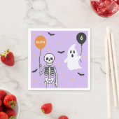 キュート不気味スケルトン&幽霊バースデーパーティー スタンダードカクテルナプキン (インサイチュ)