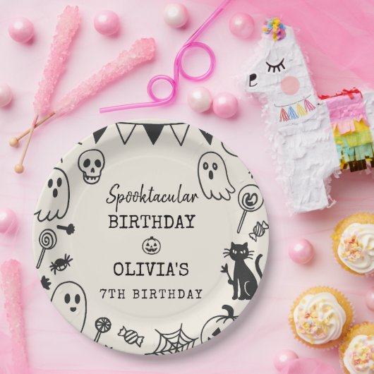 キュート不気味スケルトン&幽霊子供の誕生日 ペーパープレート (パーティー)