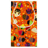 キュート不気味ハロウィーンキッティキャットカップケーキ スモールペーパーバッグ (裏面)