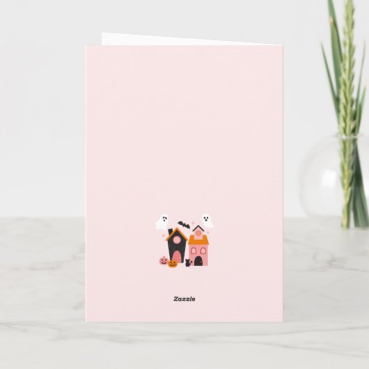 キュート不気味ハロウィーン幽霊のよく出るハウス カード (裏面)