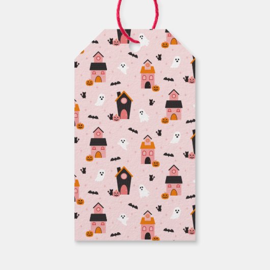キュート不気味ハロウィーン幽霊のよく出るハウス ギフトタグ (裏面)