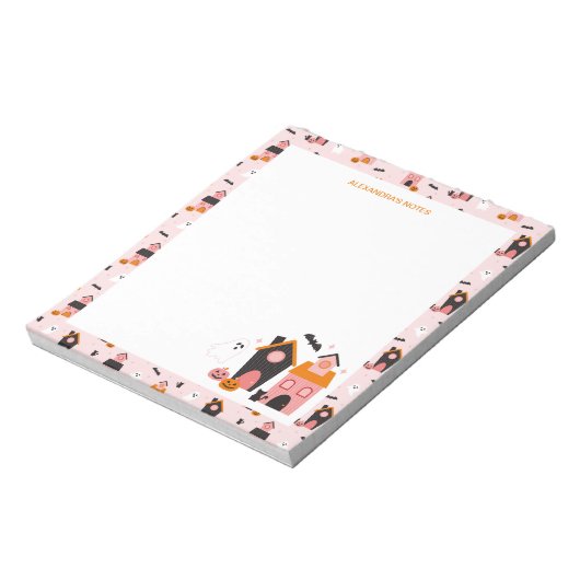 キュート不気味ハロウィーン幽霊のよく出るハウス ノートパッド (回転)