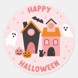 キュート不気味ハロウィーン幽霊のよく出るハウス ラウンドシール