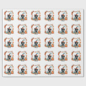 キュート不気味ブラックキャットウィッチハットパンプキンハロウィーン ラッピングペーパー (フラット)