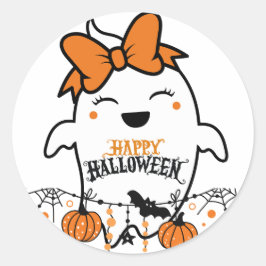 キュート不気味幽霊ハロウィーンフード付きスウェットシャツ ラウンドシール