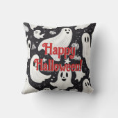 キュート不気味幽霊ハロウィーン白黒 クッション (裏面)