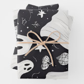 キュート不気味幽霊ハロウィーン白黒 ラッピングペーパーシート (インサイチュ)