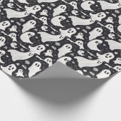 キュート不気味幽霊ハロウィーン白黒 ラッピングペーパー (角)