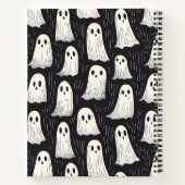 キュート不気味幽霊ブラック&ホワイトハロウィーンカスタム ノートブック (裏面)