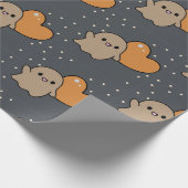 キュート不気味木炭グリッド幽霊ハートパターン ラッピングペーパー (角)